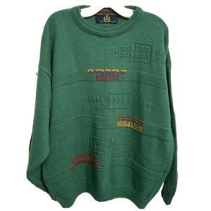 Vintage Irish sweater, Blarney Castle Designs green cable knit sweater